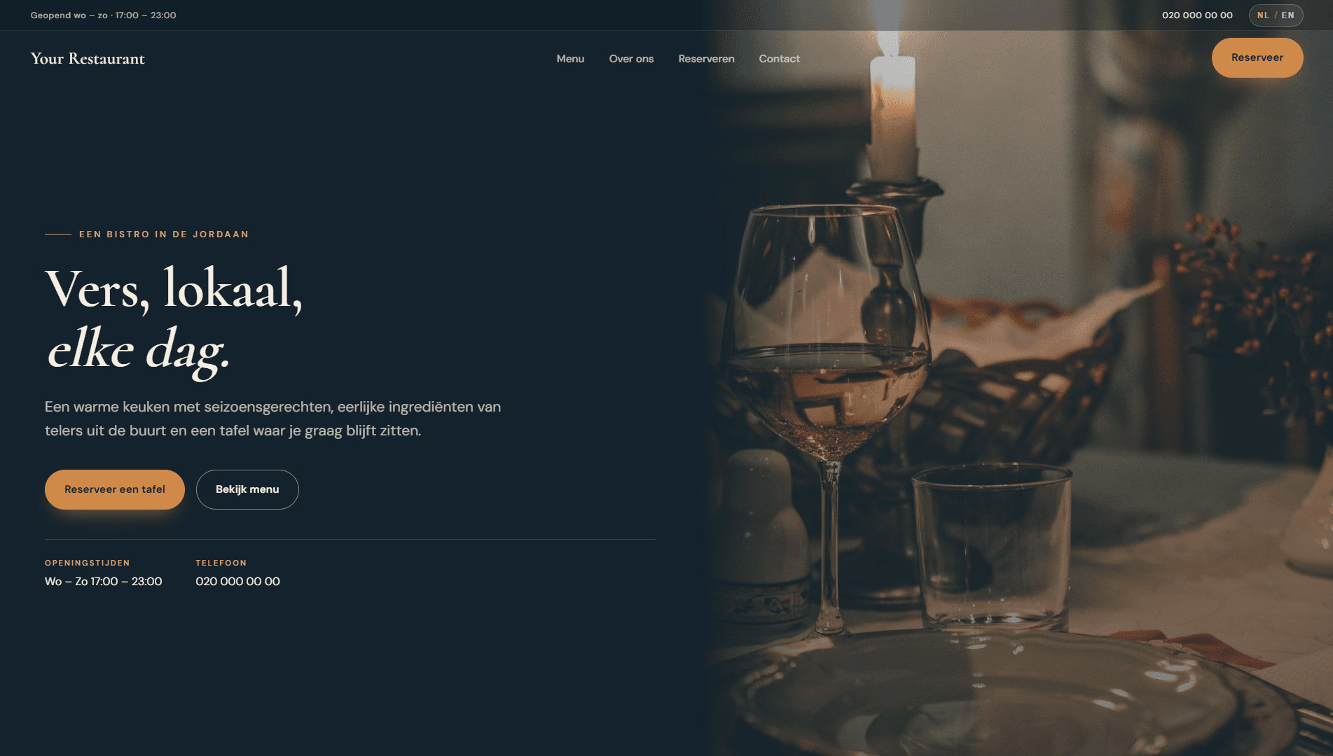 Restaurant & café demo website screenshot